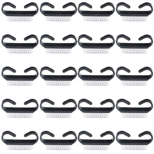 Nail Cleaning Brush- 20 Pcs Home Plastic Nail Brushes with Black Handle Grip Fingernial Brush Cleaner Travel Portable Nail Art Manicure Tools for Toes and Nails