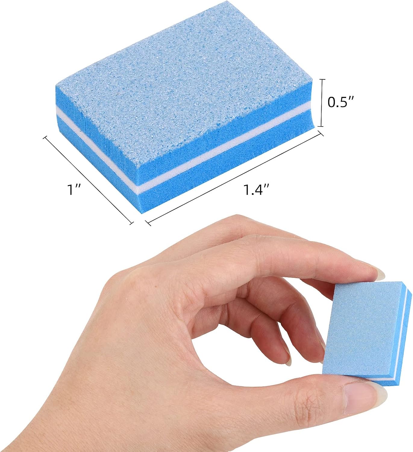 100 Pcs Mini Buffers for Nails 180/100 Grit Buffer for Acrylic Nails for Nail Care(Blue)