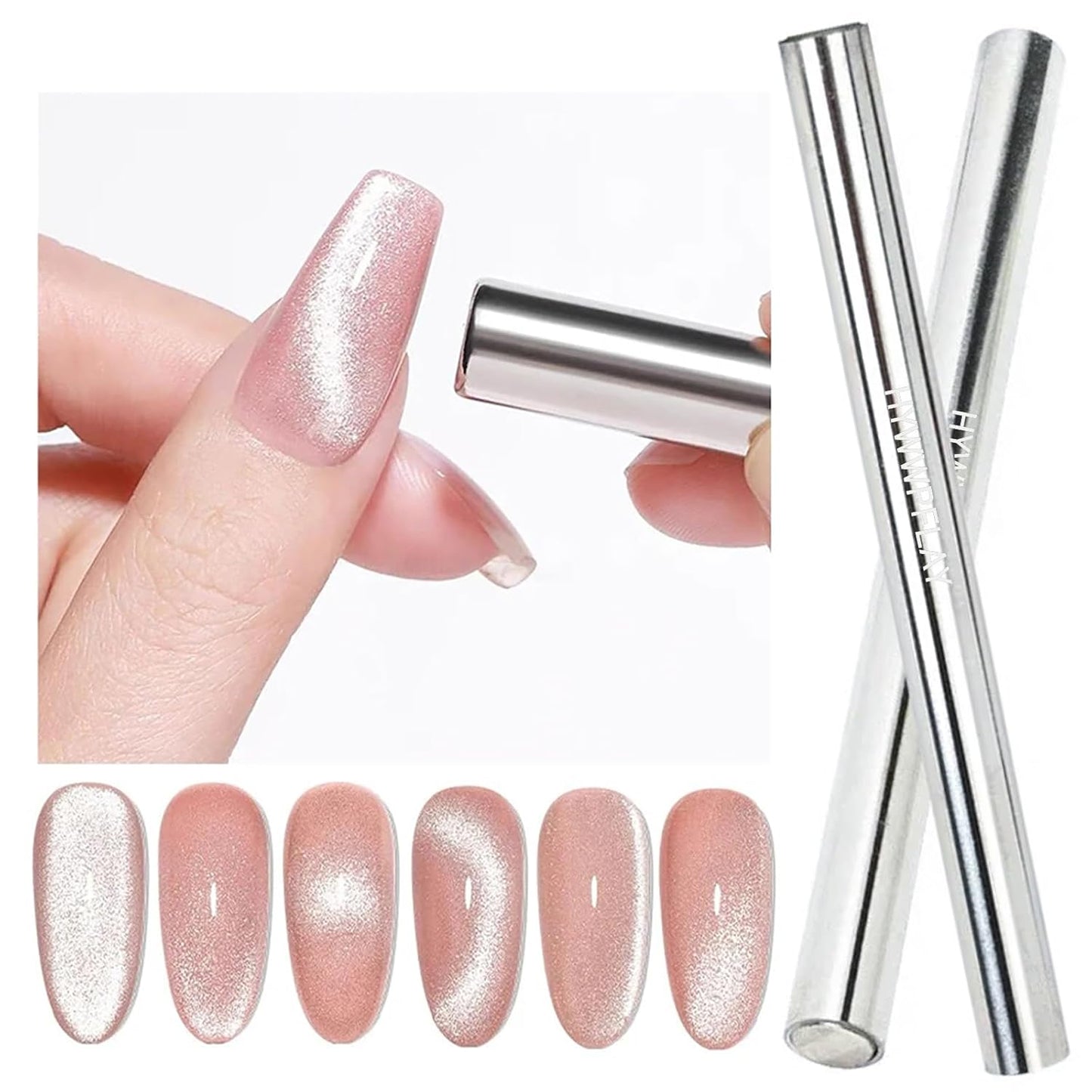 5 Pieces Cat Eye Nail Magnet Cat Eye Magnet for Nails Magnetic Gel Polish Magnetic Magnets Wood Cat Eye Nail Polish Magnet Stick Nails Design Tools for DIY Home, Salon, Studio