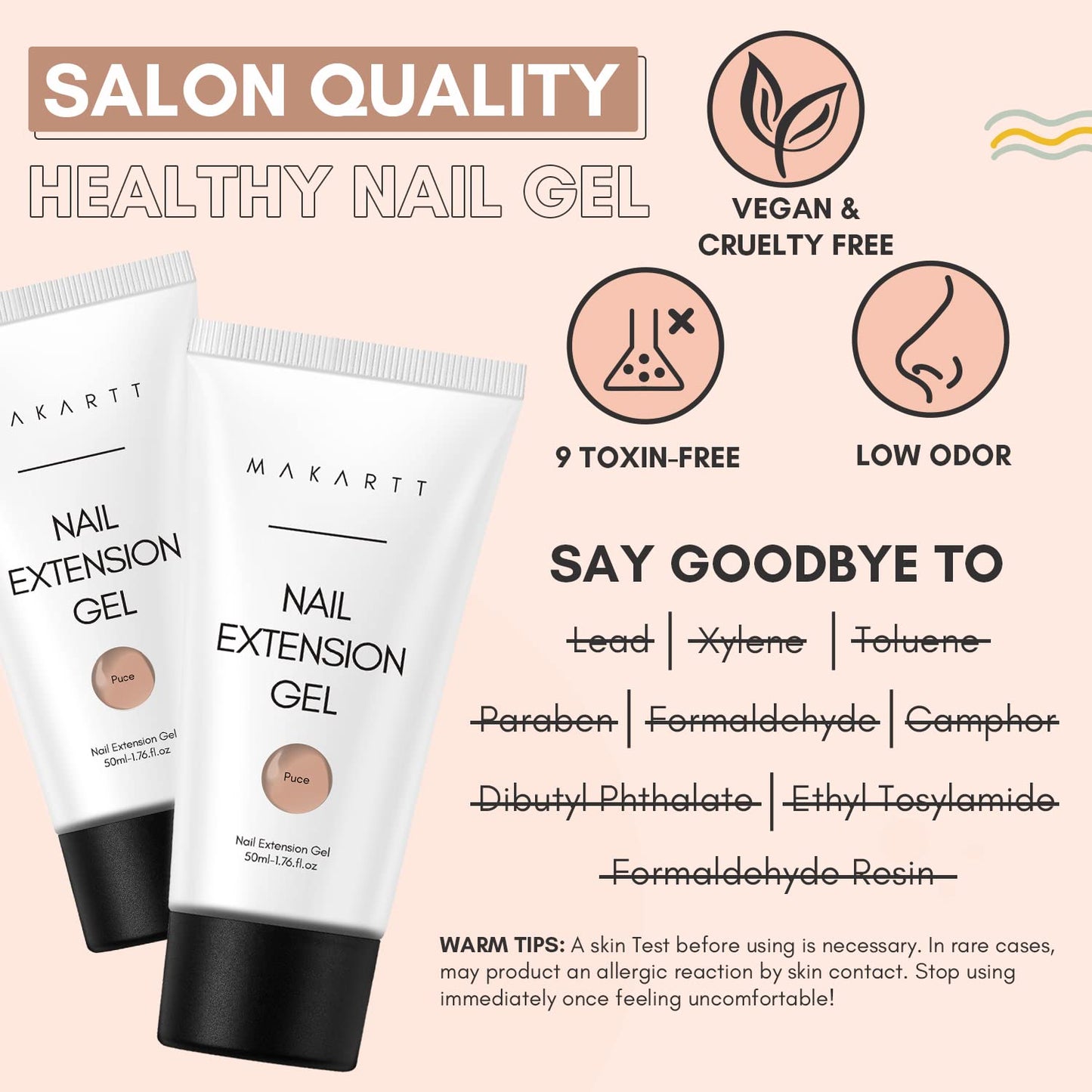 Makartt Poly Nail Gel, 50ML Nude Nature Color, Strong Builder for Extension Overlay Strengthener 3D Diy, Multifunctional, Long-lasting for Nails French Manicures Home Salon-Puce