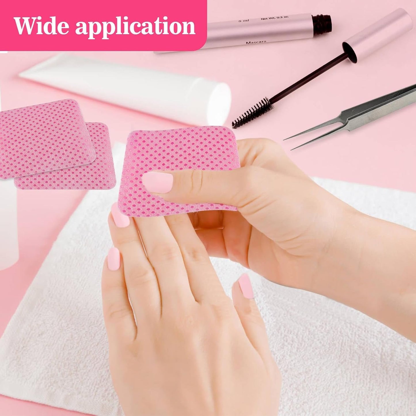 MAQIHAN 1500 Lint Free Nail Wipes - Pink Acetone Nail Polish Remover Wipes Lint Free Nail Wipes Pads Gel Nails No Lint Nail Glue Wipes Eyelash Extensions Toallitas Para Uñas Sin Pelusa Nail Supplies