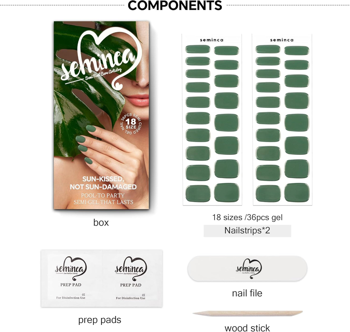 Semi Cured Gel Nail Strips-Office Professional Nails,Sweat-Resistant Adhesive,Minimalist Designs,Confidence Boost Works with Any UV/LED Lamps(Cream Leaf)