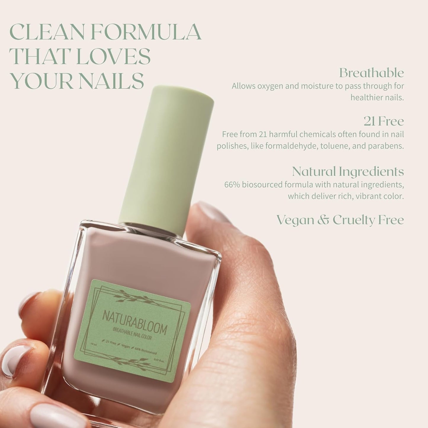 Breathable Premium Long Lasting Nail Polish (Moon Dust) - Vegan & Toxin-Free