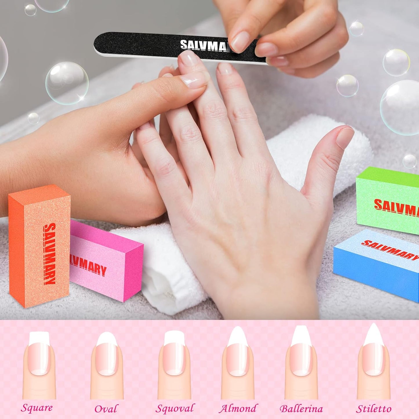 Nail Files and Buffers, Professional Manicure Tools Kit, 100/180 Grit Double Sided Emery Boards for Nails, 80/100 Grit Nail Buffer Blocks Supplies for Home Salon 8Pcs