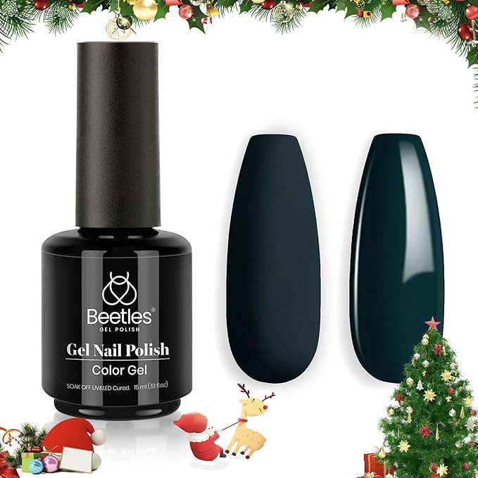 Beetles Winter Gel Nail Polish 15ml Aegean Dark Navy Blue Gel Polish Dark Teal Jewel Tone Nail Art Manicure Salon DIY Decoration at Home Soak Off Uv Lamp Cured Gift for Women