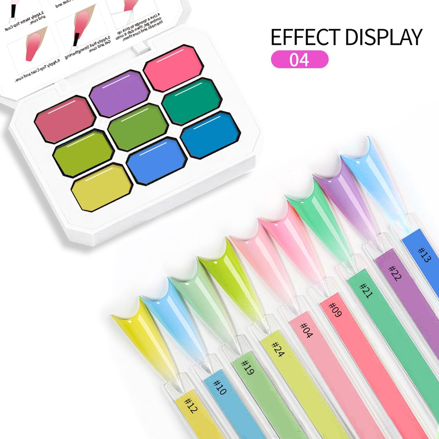 Ombre Gel Nail Polish Nail Sponges for Ombre 9 Series Colorful Blush Effect Gradient Painting Gel for Ombre Nails Multistyle French Manicure Nail Art DIY Home (A4)