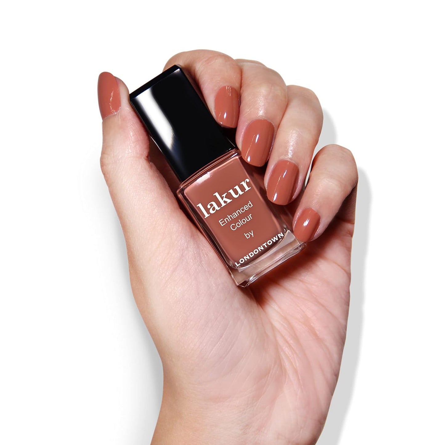 LONDONTOWN lakur Nail Polish - Chip-Resistant, Non-Toxic, Conditions & Hydrates Nails | Glossy Tawny Brown, Pecan Pie, .40 fl oz