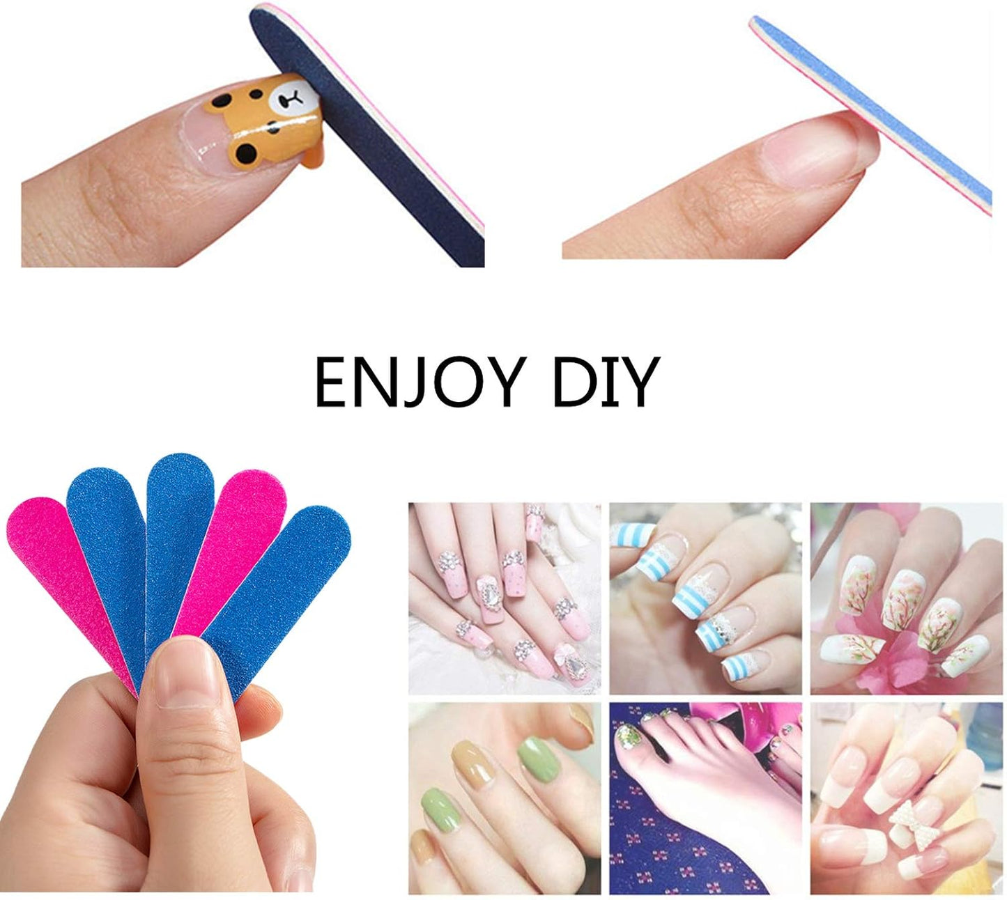 Mini Nail Files Bulk, 100 Pack 2 Inches Disposable Double Sided Emery Boards Manicure Pedicure Tools(1002)