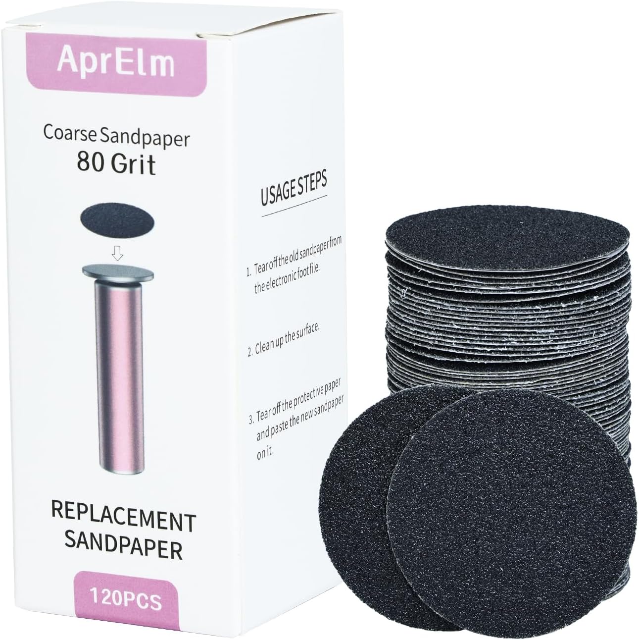 120pcs Replaceable Sandpaper for Electric Foot Callus Remover, 80 Grit Coarse Sandpaper Refill Discs