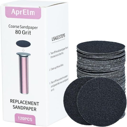 120pcs Replaceable Sandpaper for Electric Foot Callus Remover, 80 Grit Coarse Sandpaper Refill Discs