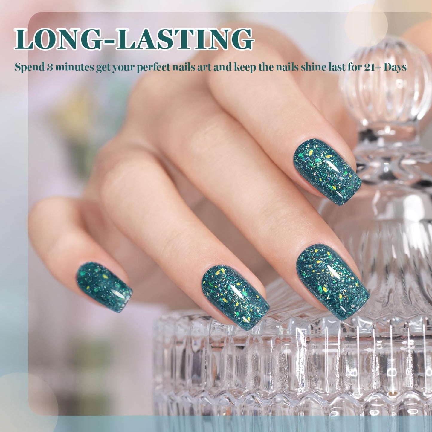 RARJSM Dark Blue Reflective Glitter Gel Nail Polish Holographic Rainbow Iridescent Sparkle Flash Diamond Shimmer LED UV Soak Off Gelpolish Nail Art Manicure Salon DIY at Home 1pcs 7.5ml