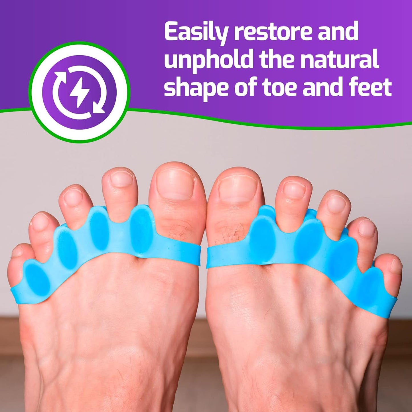 Mars Wellness Gel Toe Separators - Universal Toe Spreaders Straighteners to Relieve Foot Pain, Fix Overlapping & Correct Bunions - 2 Pairs