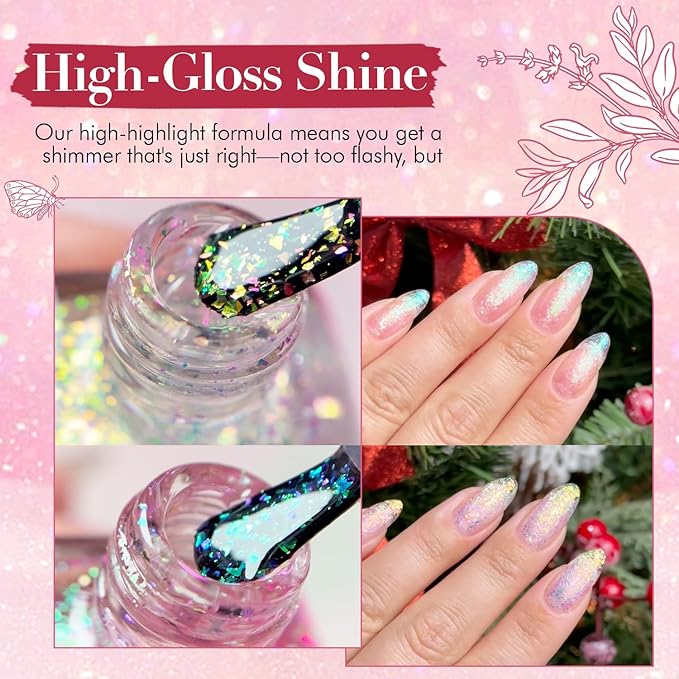 AZUREBEAUTY Broken Dimond Pink Nail Polish Set,Nail Polish Quick Dry Natural Boundless Shine Nail Lacquer Fingernail Polish Kit Salon-Quality for Women 2Pcs 0.34 oz