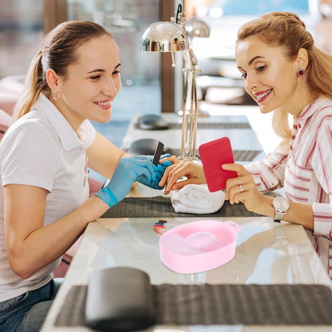 Nail Soaking Bowl, Manicure Bowls Soak Off Tray Bowls Nail Art Tool Nail Remover Tool Nail Care Bowl for Salon Home (Pink)