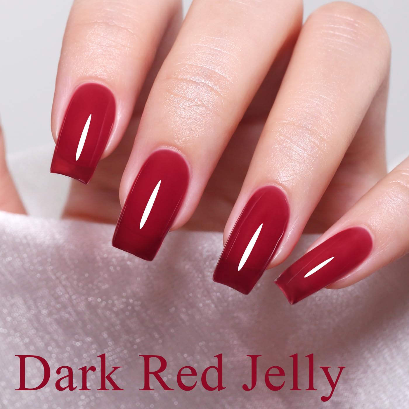 Imtiti Jelly Gel Nail Polish, Dark Red Sheer Jelly Nail Gel Polish Autumn Winter Translucent Art Manicure Soak Off UV LED Salon DIY Design 10ML
