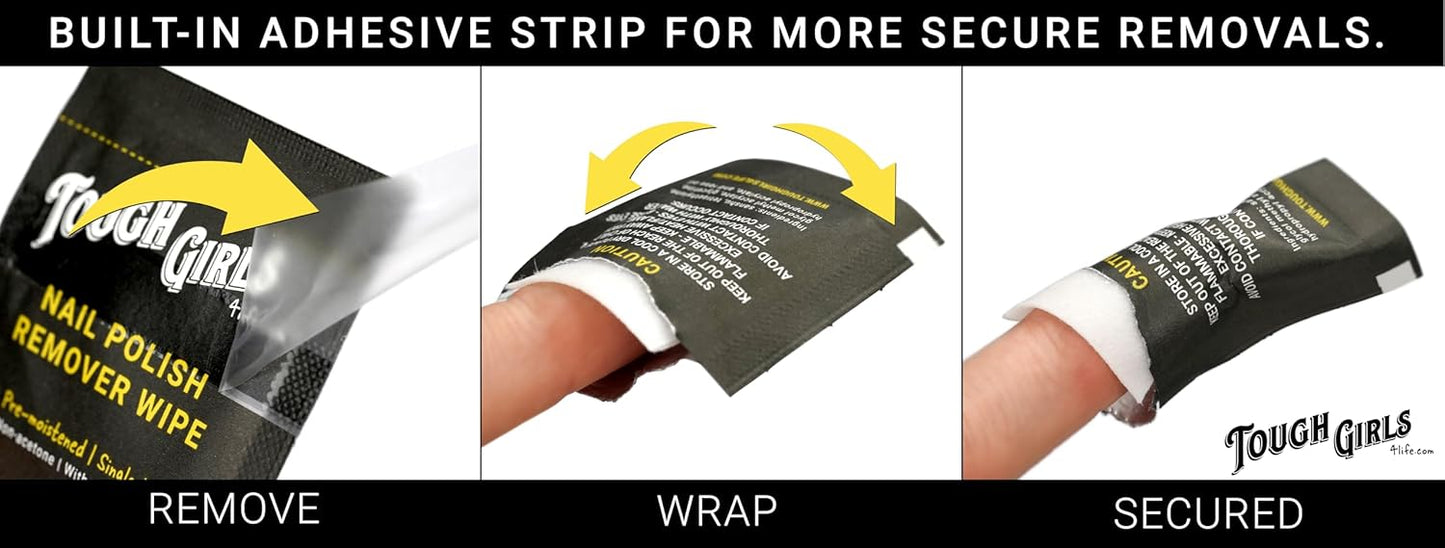 | Nail Polish Remover Wipes | 100% Non-Acetone | Secure Adhesive Strip | Rose Oil | Pre-moistened 2-Ply (400 Pack)