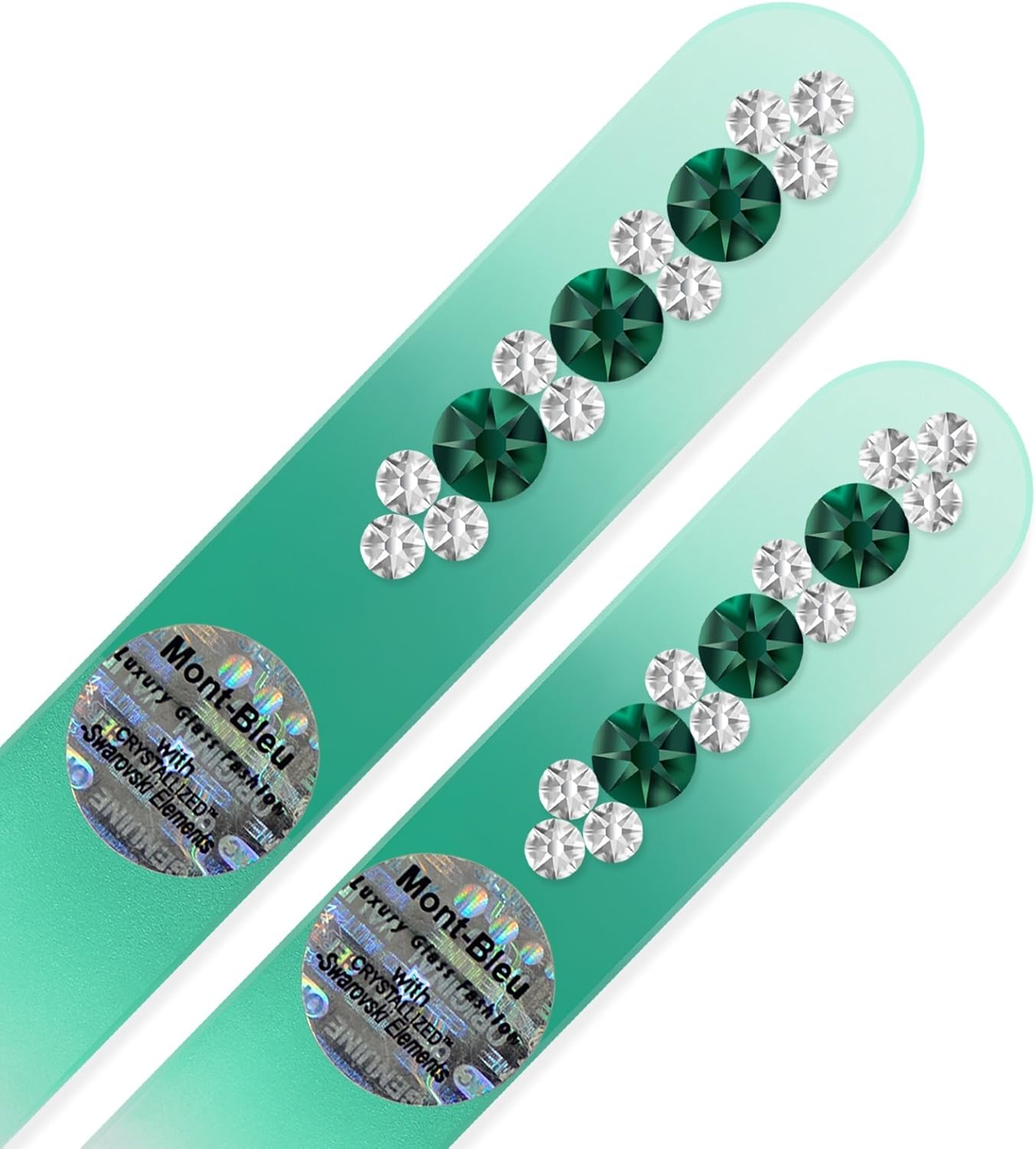 Nail Care Gift Set - Mont Bleu Set of 2 Glass Nail Files Hand Decorated with Crystals - Handmade Gifts - Czech Glass Nail Files Set - Crystal Glass Nail File for Women - Beauty Nail File