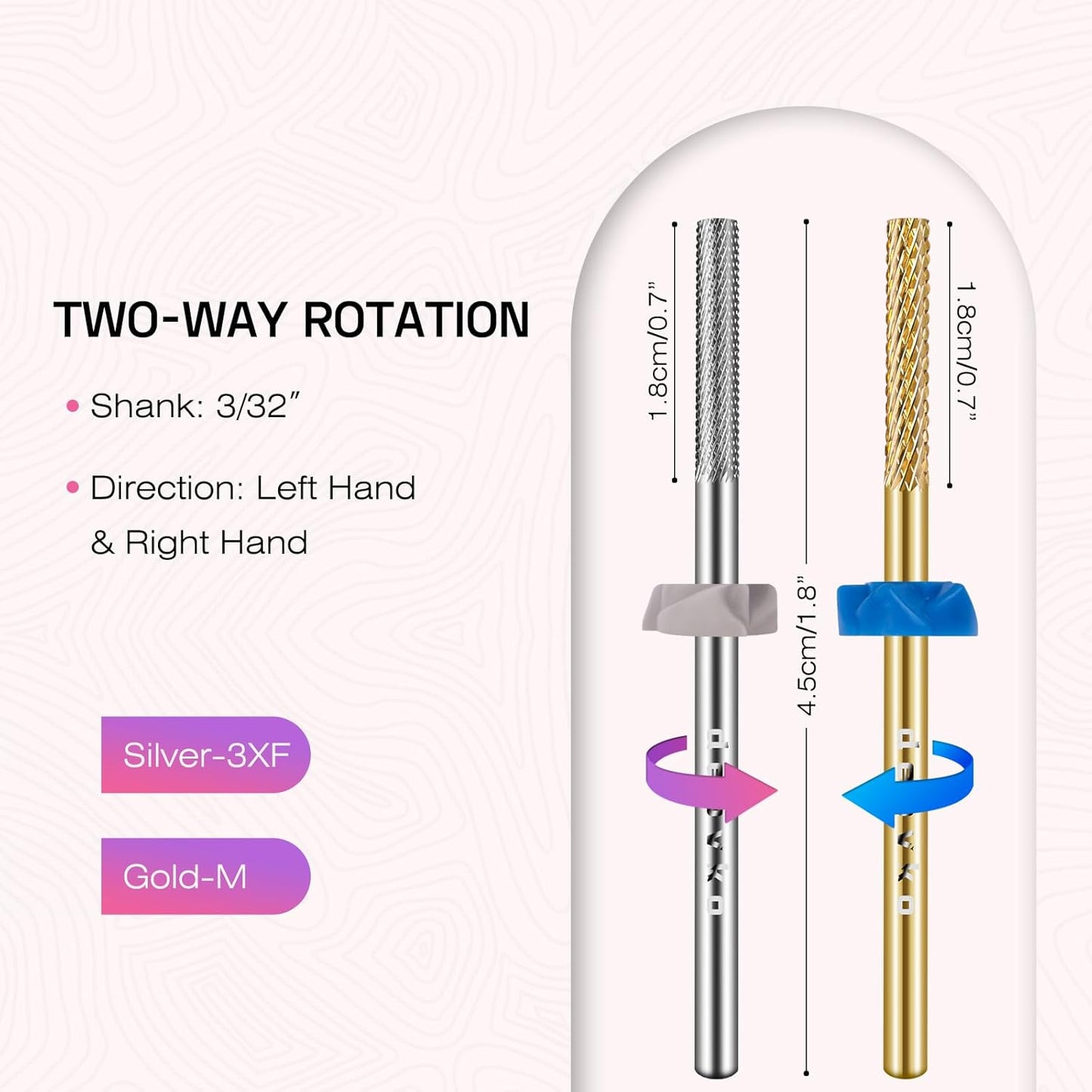 Cuticle Bit for Nail Drill 2Pcs: Carbide 3XF drill bits nail tech Remover Needle Bit Under Nail Cleaner Dead Skin Nail Prepare 3/32'' for Electric Nail File Nail Buffer Bit
