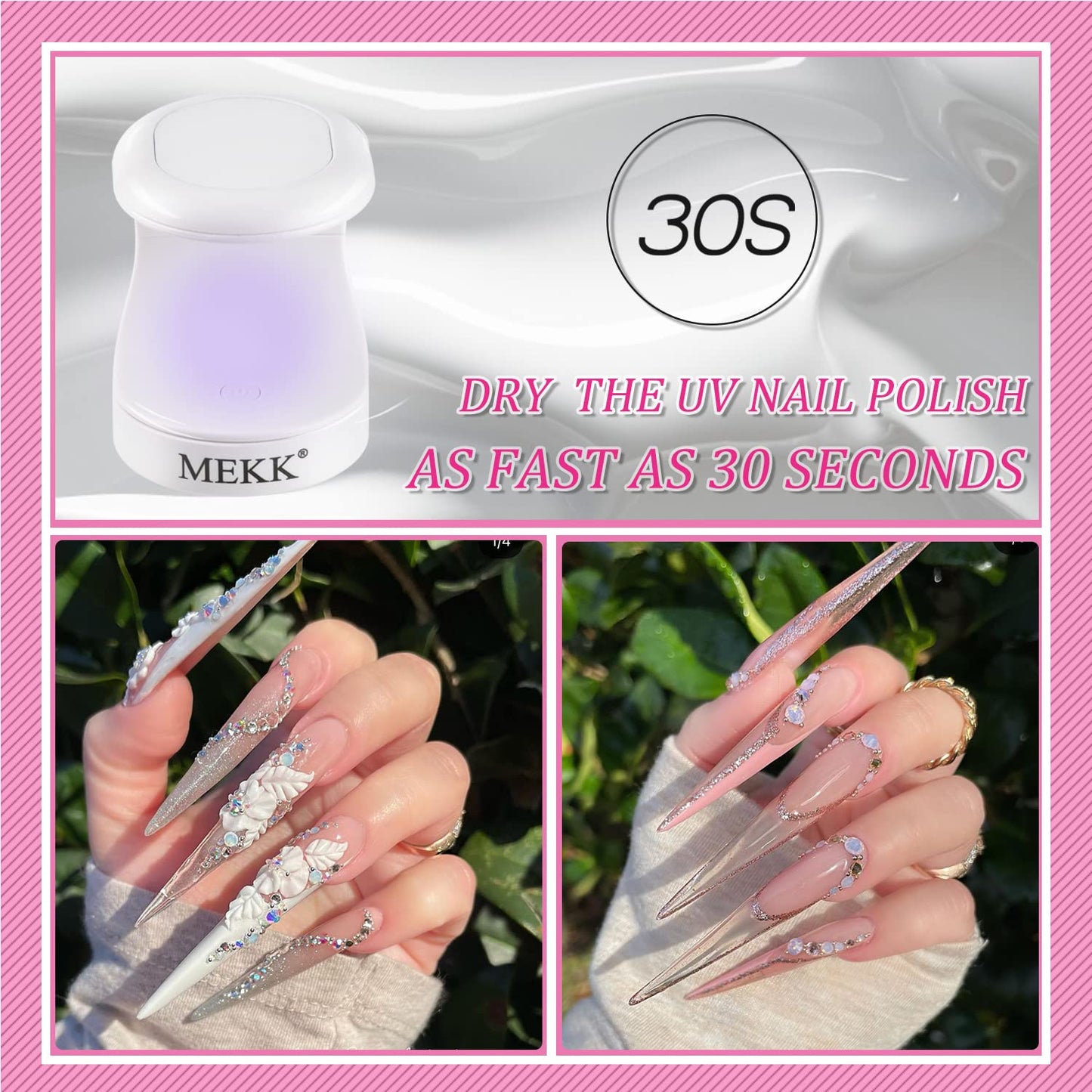 MEKK Mini UV Light for Gel Nails,16W Single Finger UV LED Nail Lamp,Portable Small Professional Flash Cure Lamp,Compact Design for Home and Salon - White