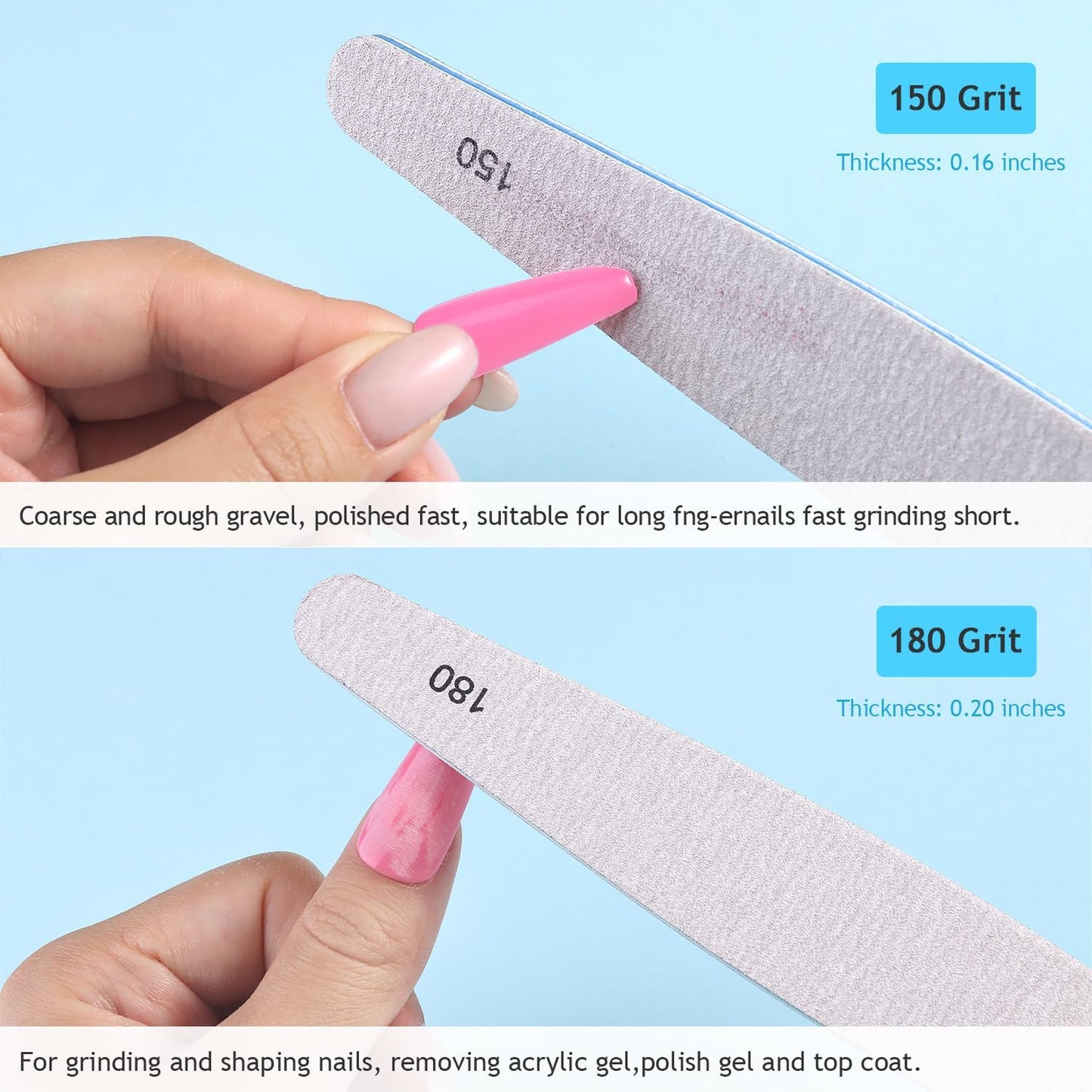 Nail Files For Natural Nails,6 Pcs Nail File And Buffer Set Emery Nail Filer Professional Fingernail Files 100/180/240/150/220/280/1000/4000 Grit Nail Files For Women,Manicure Salon Tool