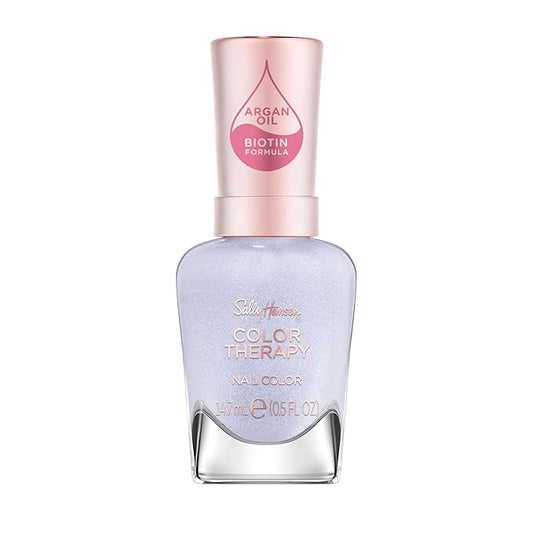 Sally Hansen Color Therapy Nail Polish | Biotin, Argan Oil, Long Lasting, Healthy Nails, Nail Strengthener, Opaque | 392 Lovely Lavender | Light Lavender Nail Color