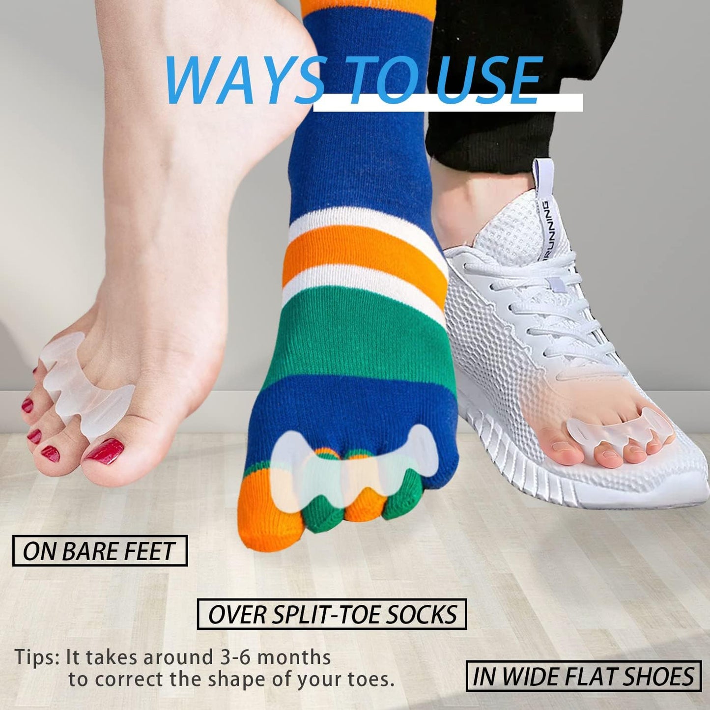 COOLWAVE Toe Separator Toe Spacer for Men and Women, Toe Straightener for Hammer Toes, Bunions, Plantar Fasciitis, Hallux Valgus (1 Pair) (Small)