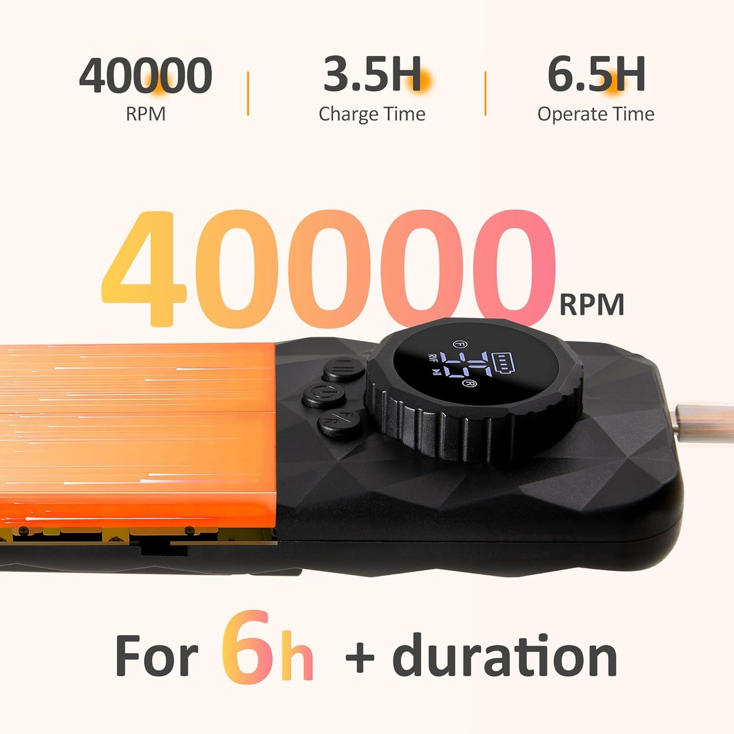 Sunvivi 40000RPM Electric Nail Drill, Rechargeable Nail File Set for Acrylic Nails Gel Polishing, Professional Nail E File Manicure Pedicure Tools with Nail Drill Bits for Home Salon Use