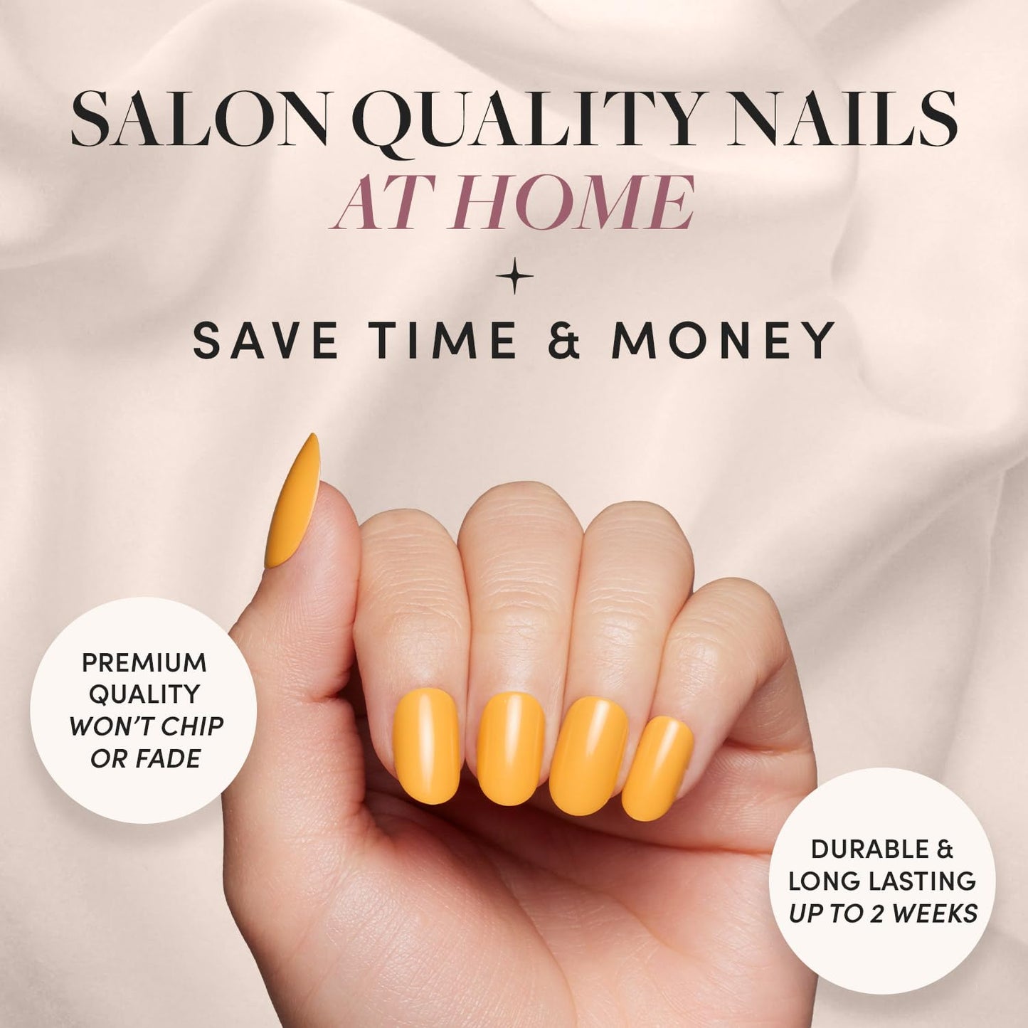 Glamnetic Press On Nails - Sunset Orange | Opaque Trendy Orange Short Round Fake Nails, Salon Quality | 12 Sizes - 30 Nail Kit