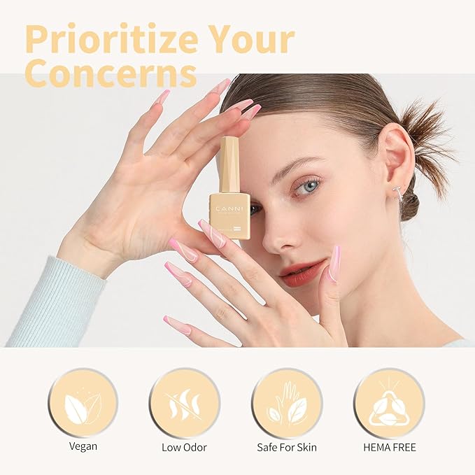 CANNI Nude Gel Nail Polish, 1Pcs Pastel Yellow Gel Polish Natural Color High Gloss Soak Off U V French Nail Manicure Salon DIY