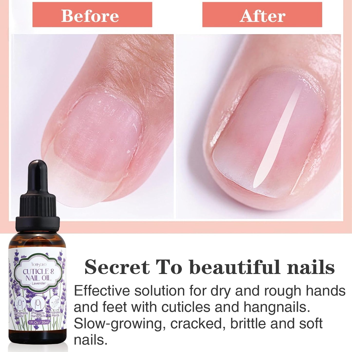 3 Pack Cuticle Oil, 3 in 1 Hydrating Oil for Strengthen Dry Nails Care, Soothe Cracked Cuticles, Thin Nails & Moisturize Hands, Non-Greasy, Cruelty-Free, Rose, Geranium, Lavender