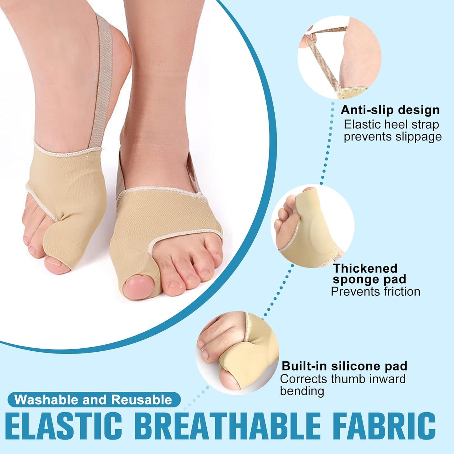 Bunion Corrector Sleeve for Women & Men - Big Toe,Bunion Pads to Wear With Shoes,Hallux Valgus Support & Discomfort Relief - Flexible Breathable Bunions Sleeve Socks for Day and Night Use (L)