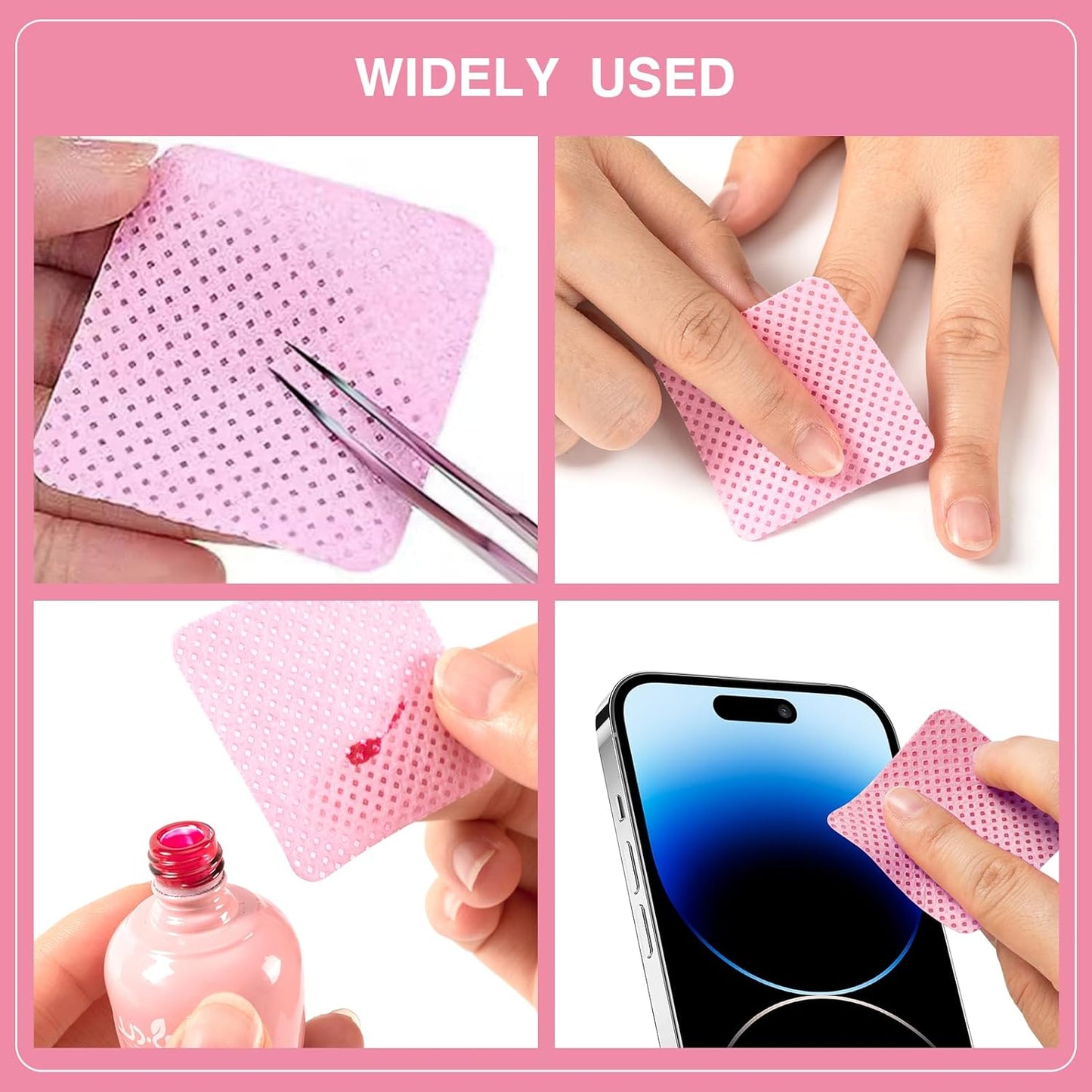 BLUERISE Lint Free Nail Wipes White 600pcs Nail Polish Remover Pads Soft Absorbable Eyelash Extension Glue Cleaning Wipes