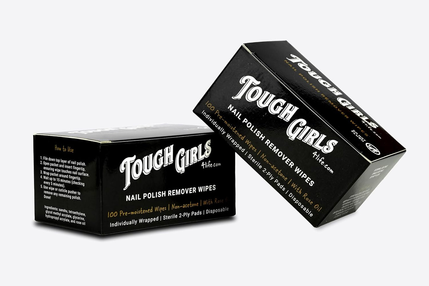 | Nail Polish Remover Wipes | 100% Non-Acetone | Secure Adhesive Strip | Rose Oil | Pre-moistened 2-Ply (200 Pack)