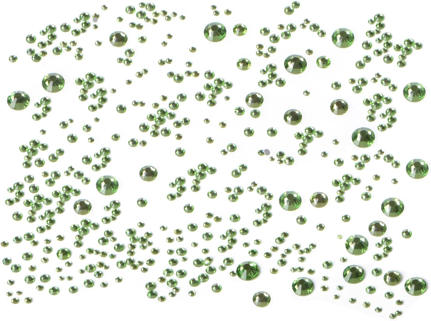 Bymitel 5000 Pieces 6 Mixed Sizes Glue Fix on Glass Rhinestones Round Crystal Gems Flatback for DIY Jewelry Making with one Picking Pen(6-Sizes 5000PCS, Peridot)