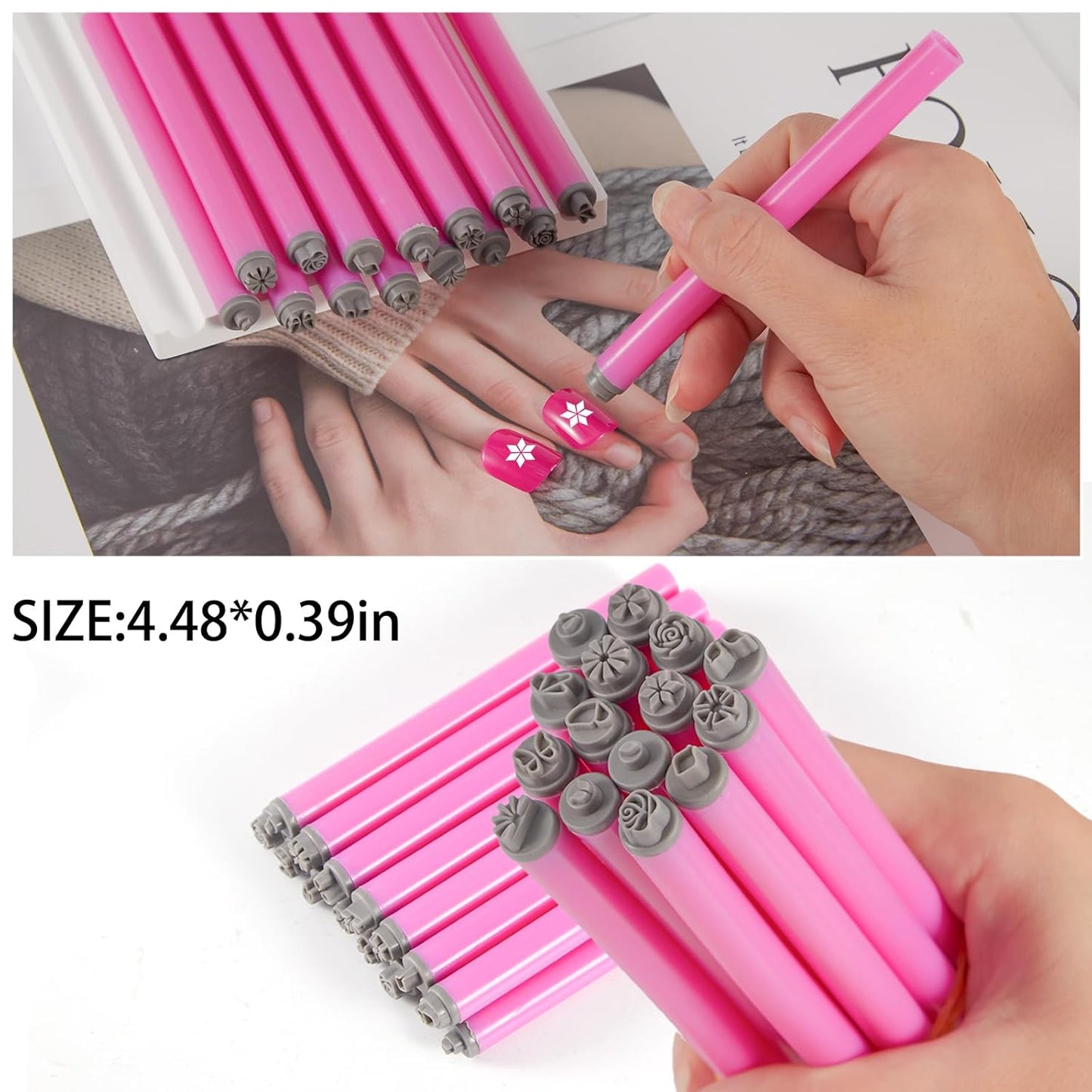 WOKOTO 15pcs Nail Art Stamp Pen Set, Flower Butterfly Leaf Nail Stamper Tools For Women Various Pattern Nail Stamping Pens, Nail Design Stamp Ideal Nail Accessories For Home DIY Stamper Nails Kit