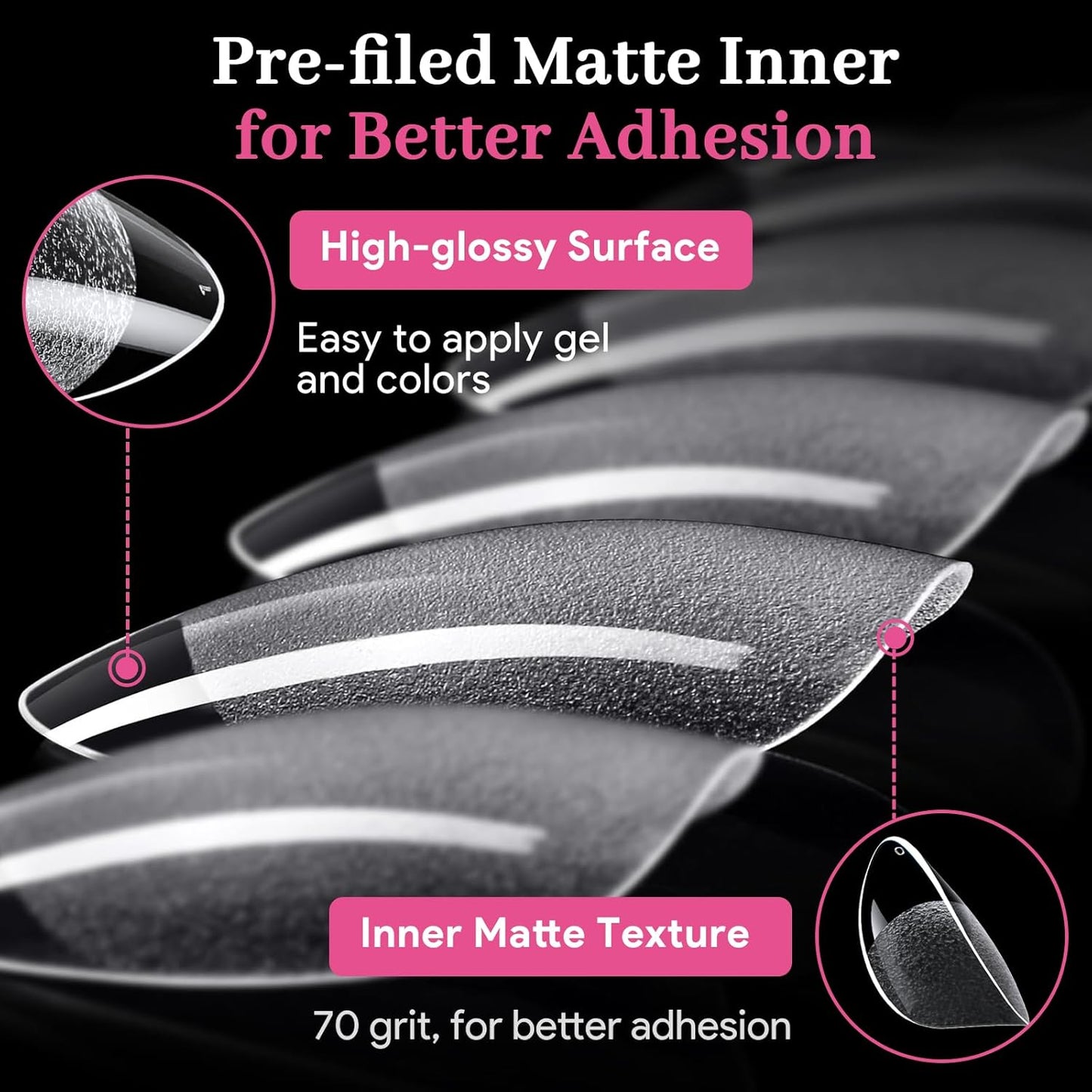 Short Almond Nail Tips - 15 Sizes 240 PCS Half Matte Full Cover Clear Fake Nails Pre-shaped Press On False Nail Tips Acrylic Soft Nail Gel Tips No C Curve Extension Manicure Home DIY Gelly Tips