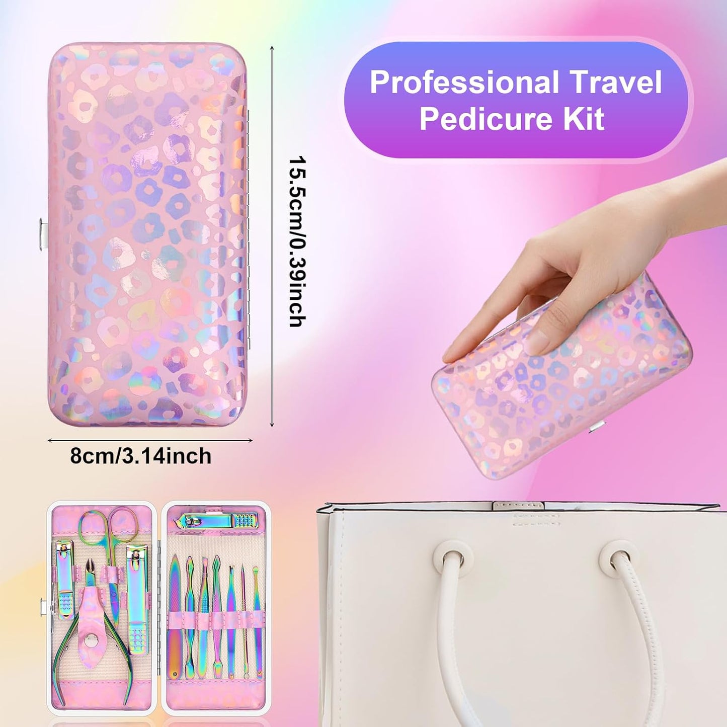 CGBE Nail Clippers Set, Manicure Set Pedicure 12 Pieces Stainless Steel Manicure Kit Professional Grooming Care Tools with Luxurious Travel Case