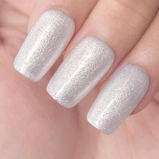 MAYCHAO 15ML Mermaid White Gel Nail Polish 1Pc White Silver Shimmer Gel Polish Soak Off UV LED Nail Polish Nail Art Starter Manicure Salon DIY at Home, 0.5 OZ