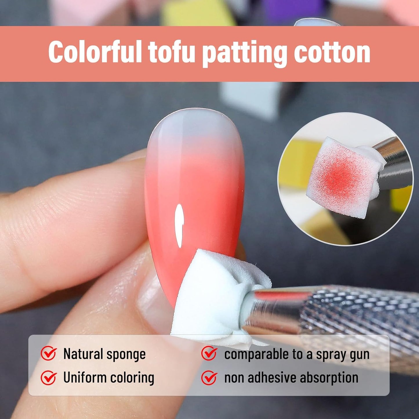 100Pcs Soft Nail Sponges for Ombre Nail Art Sponges with Grabbing Pen with Disposable Gel Polish Palette Paper