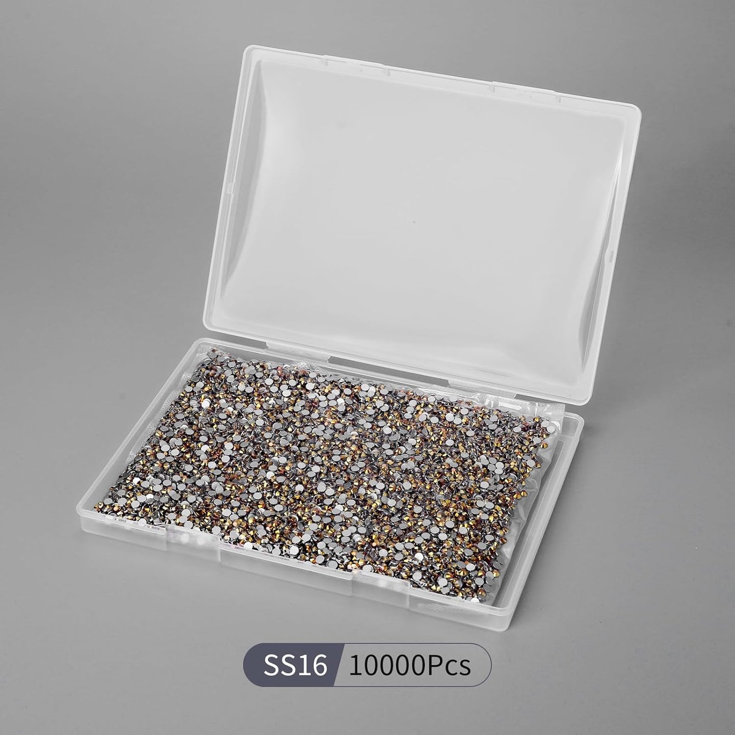 10000PCS Gold Rhinestones Bulk, Flat Back Crystal Glass Stone Round Gems,SS16, 3.8-4.0mm