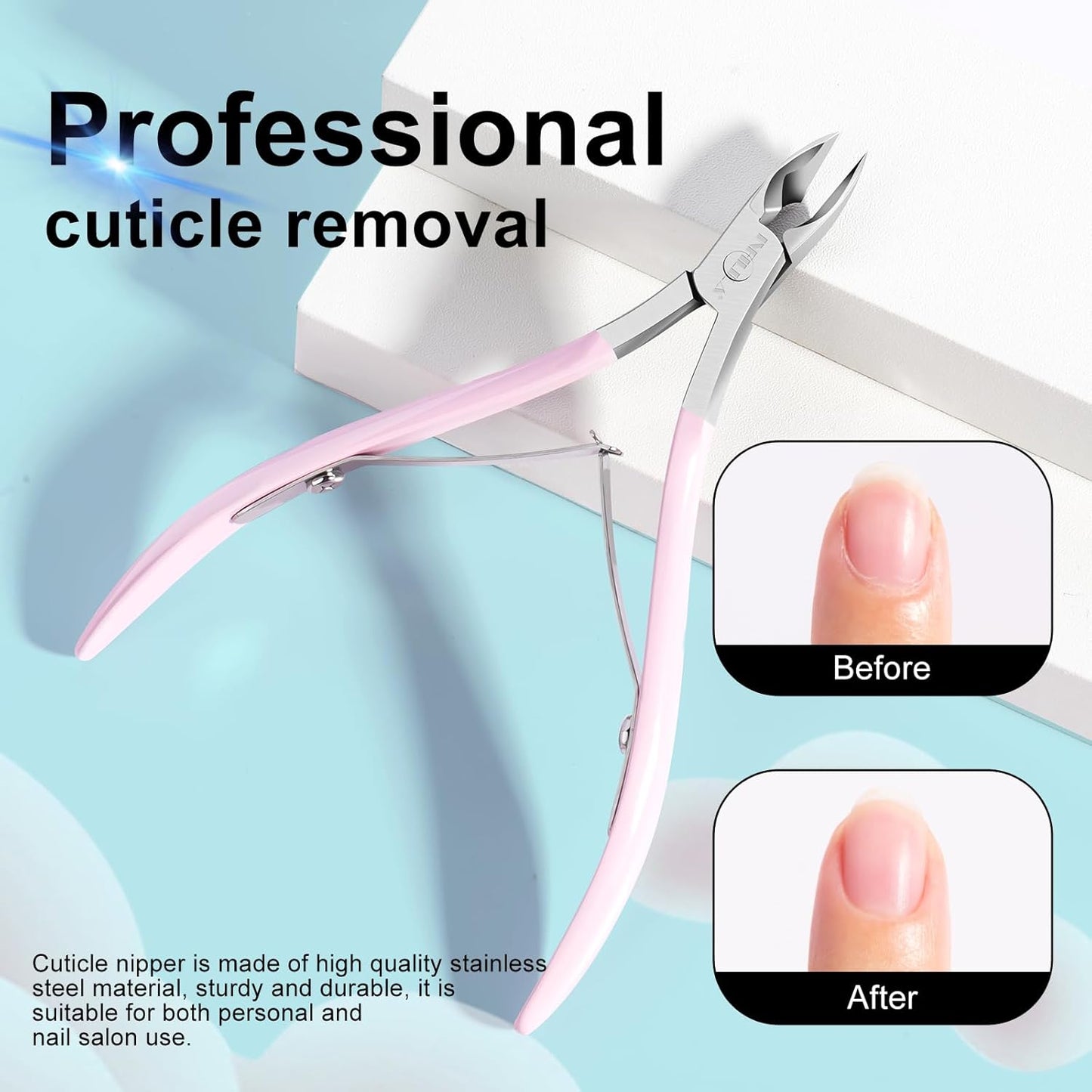 NXJ INFILILA Cuticle Trimmer, Cuticle Clippers for Women Stainless Steel Cuticle Cutter Extremely Sharp Full Jaw Cuticle Nippers Gift for Professional Nail Salon and Home Use