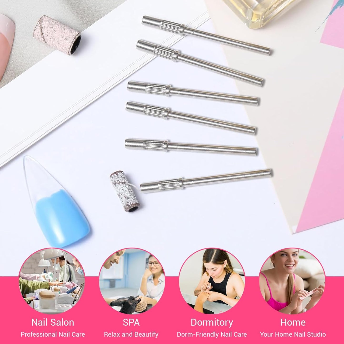 8Pcs Small Sanding Band Nail Drill Bit, 3.1 MM 3/32 Shank Mini Mandrel Nail Bit