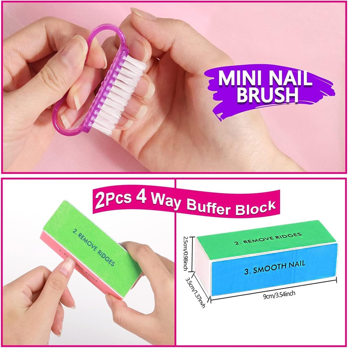 18PCS Nail Files and Buffers Set, Professional Manicure Tools Kit, Nail Buffer Block & 100/180 Grit Nail File, 7 Way Nail File & Double Side Nail Polishing Buffer, Nail Files Emery Board and Brush