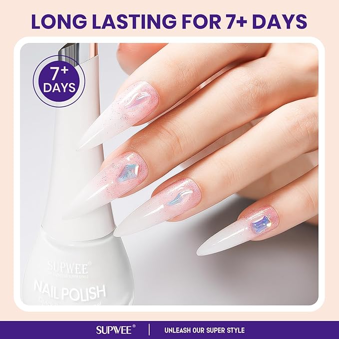 Milky White Quick Dry Nail Polish, 16ml Ari Fast Dry Regular Nail Polish Lacquer High Glossy Fall Finger Nail Manicure DIY Nail Art Salon Gift for Women Girl