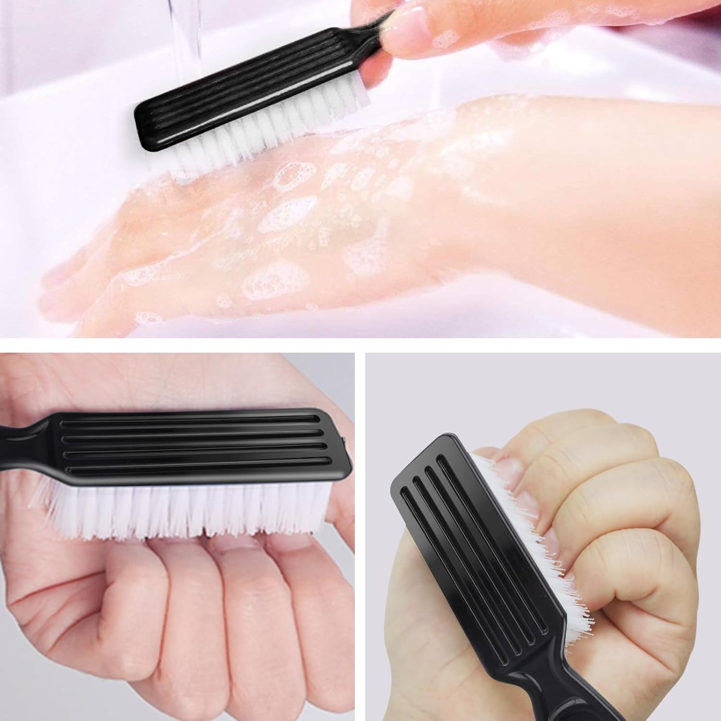 NICEMOVIC 30 Pcs Handle Grip Nail Brush, Hand Fingernail Cleaner Brush Manicure Tools Scrub Cleaning Brushes Kit, Use for Toe and Nail Cleaning (Black)