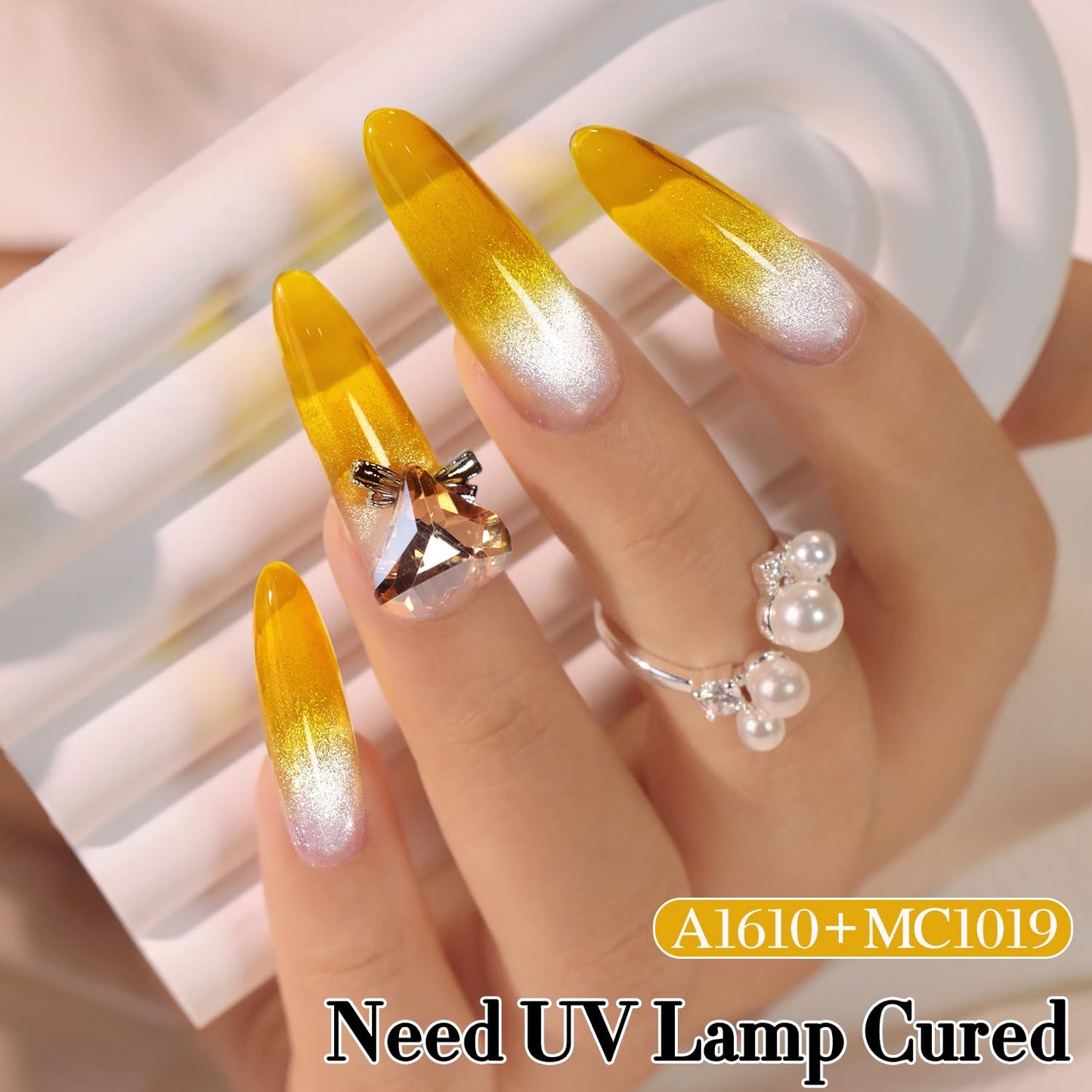 Double Rhythm 0.5 Oz Jelly Gel Polish Same Color Same Bottle Sheer Neutral Natural Light Milky Pastel 15ML Translucent Polish Art DIY at Home (Crystal Yellow-A1610)