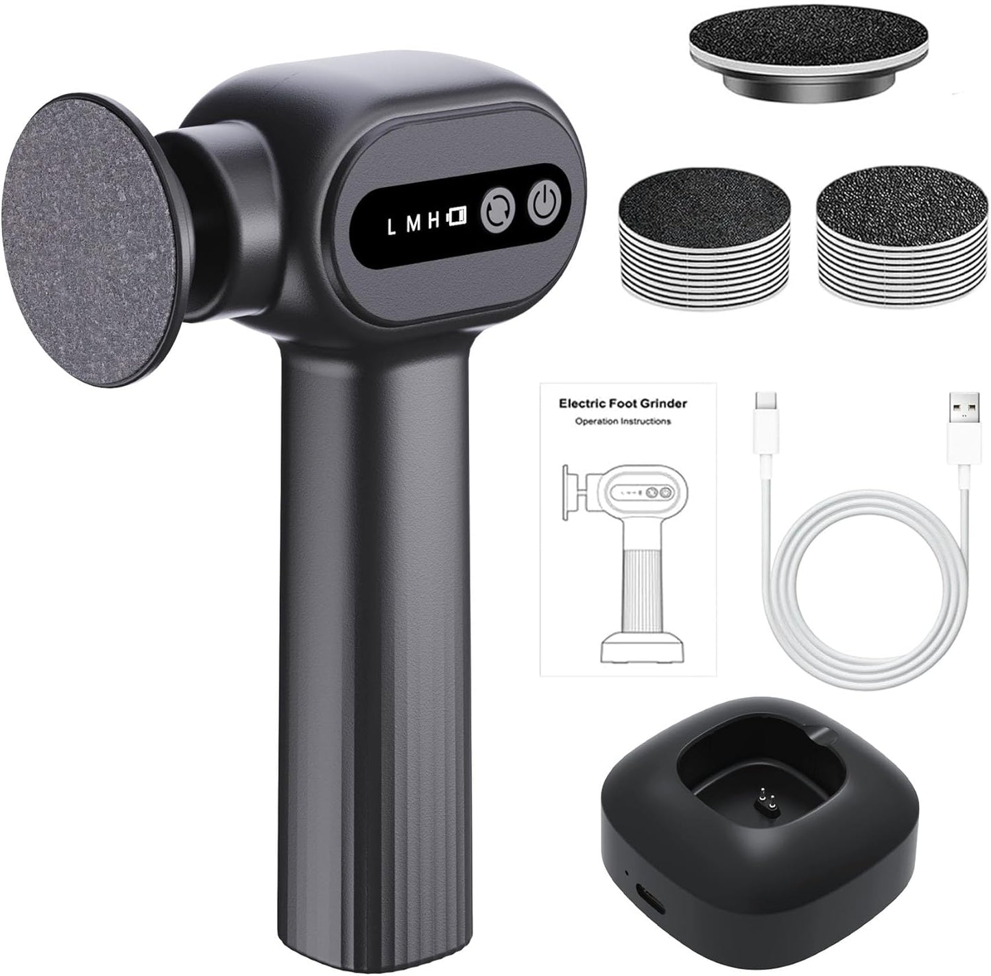 Rechargeable Electric Callus Remover for Feet - Replaceable Sandpaper Professional Foot Grinder 6 Speeds Adjustable Foot Sander, Cordless Electric Foot File Pedicure Tools for Dead Skin, Cracked Heels