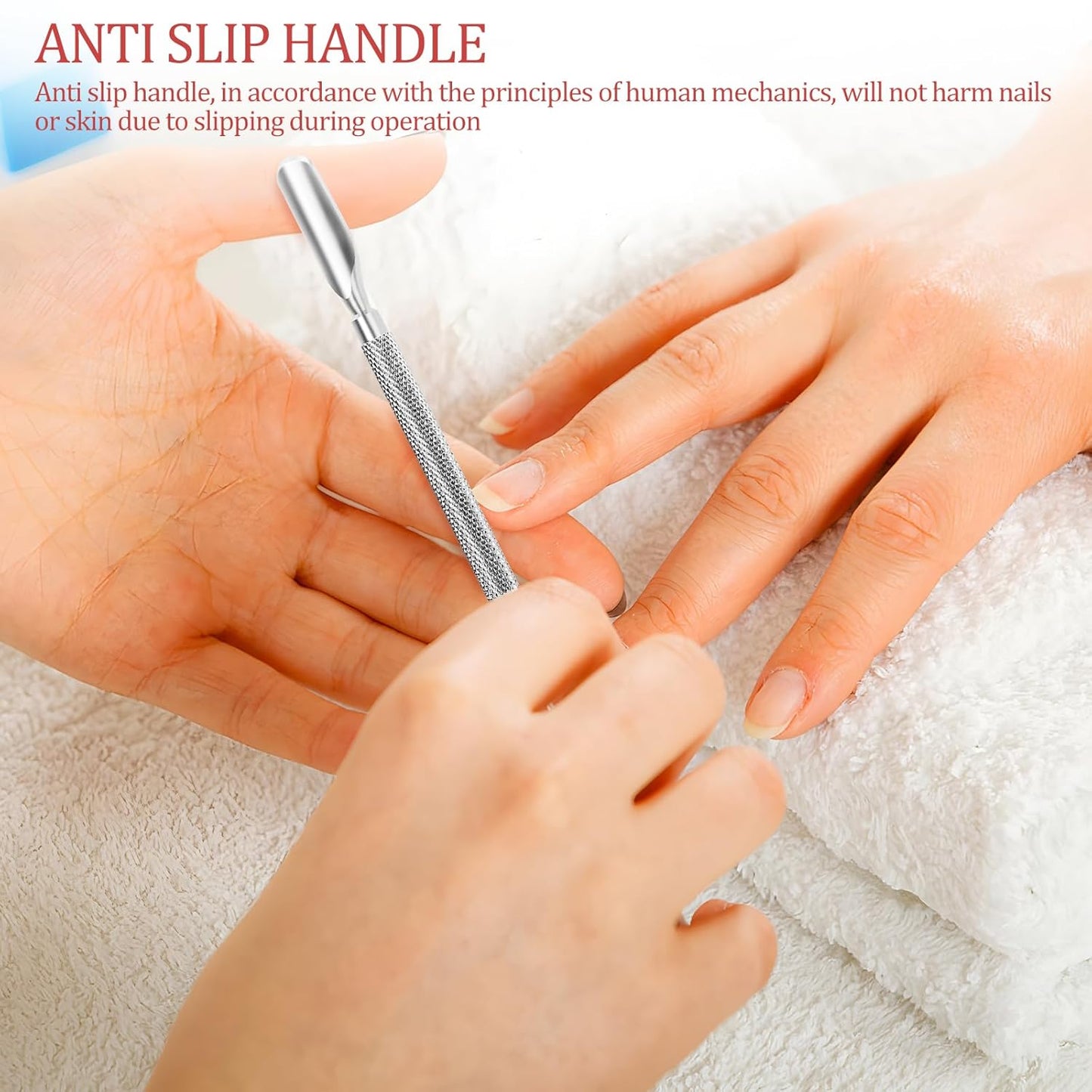 Cuticle Pusher Nail Polish Remover 2-in-1 Cuticle Trimmer Nail Care Tool Cuticle Pusher with 2 Ends Stainless Steel Manicure Tool (Pointed end)