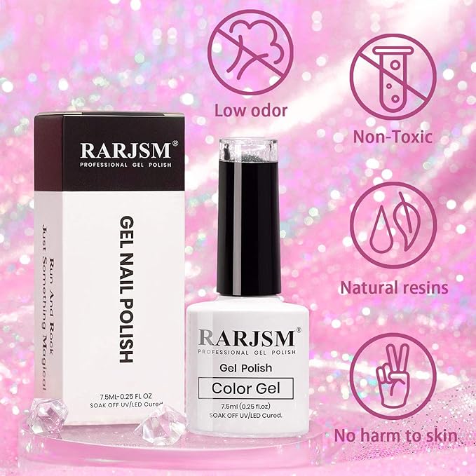 RARJSM Reflective Glitter Gel Polish, Light Purple Sparkle Gel Nailpolish Shiny Nail Art Varnish Manicure Clear Diamond Nailgel For Salon Home DIY U V L E D Cure RequiredRAR83