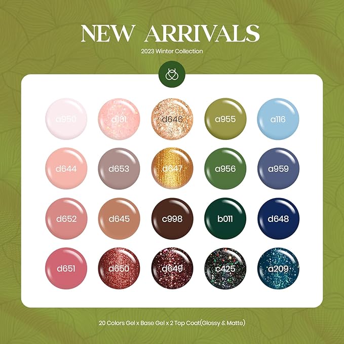 Beetles Brown Gel Polish Set - 20 Colors Nude Gel Nail Polish Shimmer Brown Red Green Blue Glitter with Base&Top Coat Soak off UV DIY Home Fall Manicure Kit for Gift Set